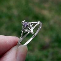 Silver Amethyst Thistle Ring